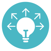 icon lightbulb with arrows pointing in different directions