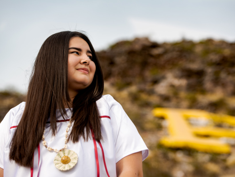 Student near A mountain in Tempe